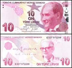 Turkey 10 Lira Banknote, L.1970 (2009), P-223e, UNC