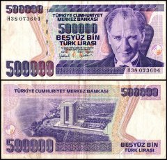 Turkey 500,000 Lira Banknote, L.1970 (1998 ND), P-212, Used
