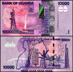Uganda 10,000 Shillings Banknote, 2019, P-52f, UNC
