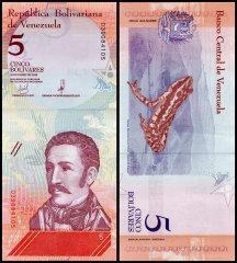 Venezuela 5 Bolivar Soberano Banknote, 2018, P-102, XF-Extremely Fine