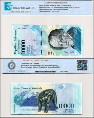 Venezuela 10,000 Bolivar Fuerte Banknote, 2017, P-98bz, UNC, Replacement, TAP Authenticated