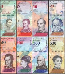 Venezuela 2 - 500 Bolivares Soberano 8 Piece Full Set, 2018, P-88-100, Used