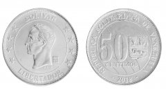 Venezuela 50 Centimos 4.3g Nickel Plated Steel Coin, 2018, Mint