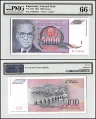 Yugoslavia 5,000 Dinara, 1991, P-111, PMG 66