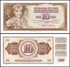 Yugoslavia 10 Dinara Banknote, 1968, P-82b, UNC