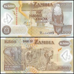 Zambia 500 Kwacha Banknote, 2011, P-43h, UNC