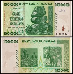 Zimbabwe 1 Billion Dollars Banknote, 2008, P-83, Damaged