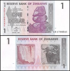 Zimbabwe 1 Dollar Banknote, 2007, P-65, Used