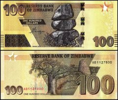 Zimbabwe 100 Dollars Banknote, 2020, P-106, UNC
