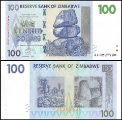 Zimbabwe 100 Dollars Banknote, 2007, P-69, UNC