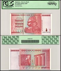 Zimbabwe 20 Trillion Dollars Banknote, 2008, AA, P-89, PCGS 70