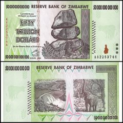 Zimbabwe 50 Trillion Dollars Banknote, 2008, AA, P-90, UNC