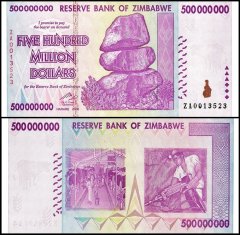 Zimbabwe 500 Million Dollars Banknote, 2008, P-82z, UNC, Replacement