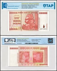 Zimbabwe 50 Billion Dollars Banknote, 2008, P-87, UNC, Series AA, TAP Authenticated