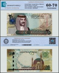 Bahrain 20 Dinars Banknote, L.2006 (2008 ND), P-29, UNC, TAP 60-70 Authenticated