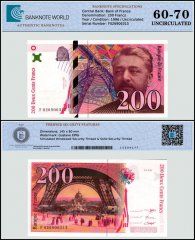 France 200 Francs Banknote, 1996, P-159a.2, UNC, TAP 60-70 Authenticated
