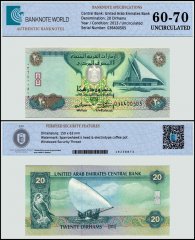 United Arab Emirates 20 Dirhams Banknote, 2013 (AH1434), P-28b, UNC, TAP 60-70 Authenticated