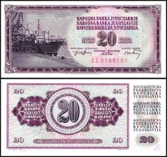 Yugoslavia 20 Dinara Banknote, 1974, P-85.2, UNC