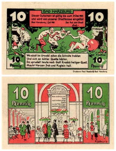 Schierke 10-75 Pfennig 4 Pieces Notgeld Set, 1921, Mehl #1177.1, UNC