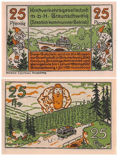 Braunschweig 25 Pfennig - 1.60 Mark 4 Pieces Notgeld Set, 1921, Mehl #156.1 and 156.4a, UNC