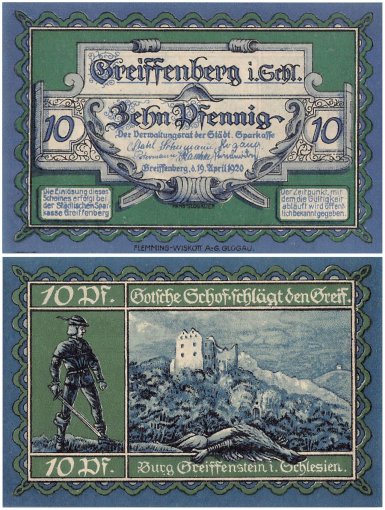 Greiffenberg in Schlesien 10-50 Pfennig 3 Pieces Notgeld Set, 1920, Mehl # 470.1, UNC