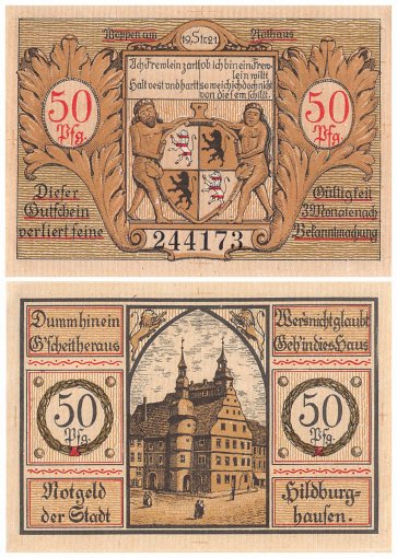Hildburghausen 25-50  Pfennig 4 Pieces Notgeld Set, Mehl # 608.1-608.2, UNC
