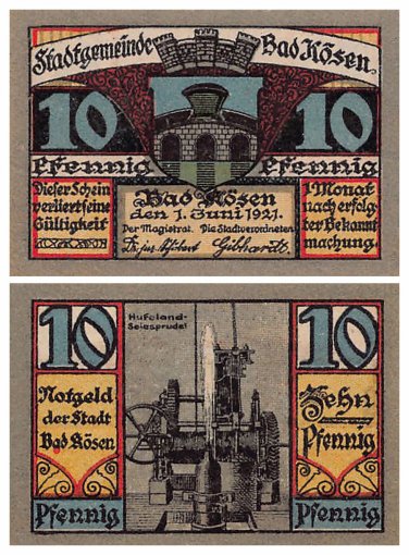 Koesen - Bad 10-50 Pfennig 6 Pieces Notgeld Set, 1921, Mehl #734.1a-734.1b, UNC