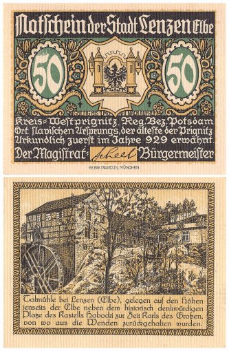 Lenzen 50 - 75 Pfennig 5 Pieces Notgeld Set, Mehl #792, UNC