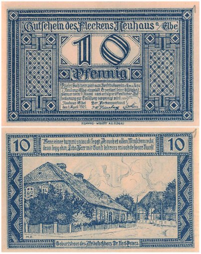 Neuhaus Elbe 10 - 50 Pfennig 3 Pieces Notgeld Set, 1921, Mehl #946, UNC