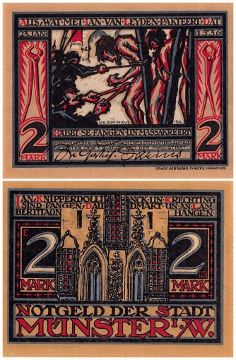 Muenster 2 Mark 5 Pieces Notgeld Set, 1921, Mehl #916.2, UNC