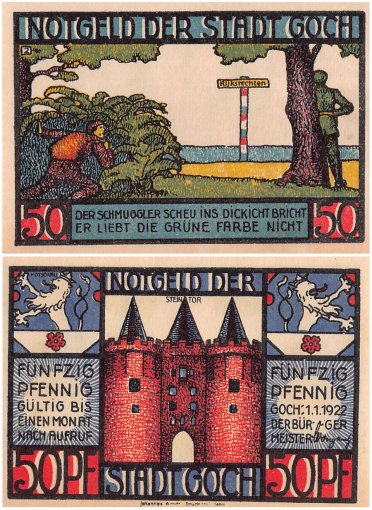 Goch 50-75 Pfennig 6 Pieces Notgeld Set, 1922, Mehl #445.3a, UNC