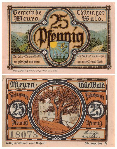 Meura 10 - 50 Pfennig 3 Pieces Notgeld Set, 1921, Mehl #886, UNC