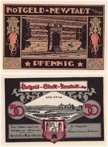 Neustadt Ruebenberg 50 Pfennig 4 Pieces Notgeld Set, 1921, Mehl #967, UNC