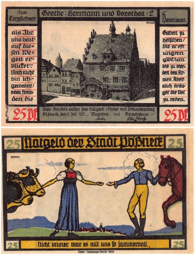 Poessneck 25-75 Pfennig 4 Pieces Notgeld Set, 1921, Mehl #1066.5, UNC