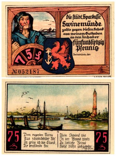 Swinemuende 25 Pfennig - 1 Mark 4 Pieces Notgeld Set, Mehl #1306.1b, UNC