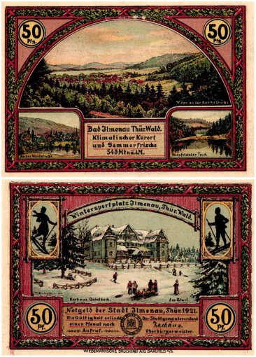 Ilmenau 50 Pfennig 6 Pieces Notgeld Set, 1921, Mehl # 643.4, UNC