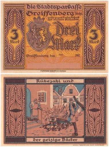 Greiffenberg in Schlesien 30 Pfennig - 5 Mark 5 Pieces Notgeld Set, 1920, Mehl #470.3b, UNC