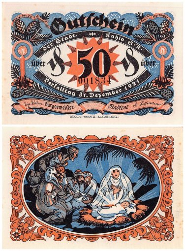 Kahla 50 Pfennig 6 Pieces Notgeld Set, 1921, Mehl #668.9a, UNC