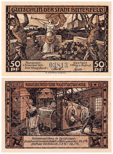 Bitterfeld 50 Pfennig 5 Pieces Notgeld Set, 1920, Mehl # 111.3, UNC