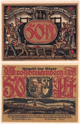 Grossbreitenbach 10-50 Pfennig 5 Pieces Notgeld Set, 1921, Mehl #478.1/2, UNC