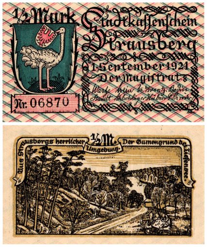 Strausberg 1/2 Mark 6 Pieces Notgeld Set, 1921, Mehl #1281, UNC