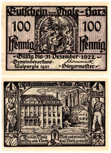 Thale 5-100 Pfennig 5 Pieces Notgeld Set, 1921, Mehl #1320.4, UNC