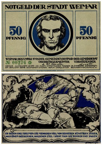 Weimar 50 Pfennig 6 Pieces Notgeld Set, 1921, Mehl #1398.5, UNC