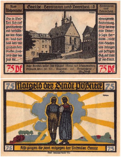 Poessneck 25-75 Pfennig 8 Pieces Notgeld Set, 1921, Mehl #1066.4, UNC