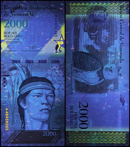 Venezuela 2,000 Bolivar Fuerte Banknote, 2016, P-96a, Used