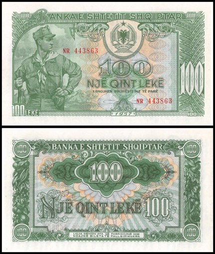 Albania 100 Leke Banknote, 1957, P-30a, UNC