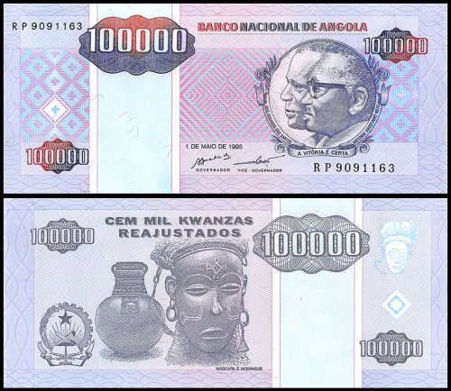 Angola 100,000 Kwanzas Banknote, 1995, P-139, UNC