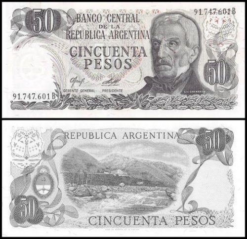 Argentina 50 Pesos Banknote, 1976-1978 ND, P-301b.2, UNC