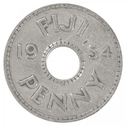 Fiji 1 Penny Coin, 1954, KM #21, VF-Very Fine, Queen Elizabeth II
