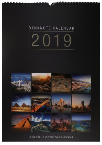 Banknote Calendar 12 Banknotes from Mixed Countries, 2019, UNC, Countries